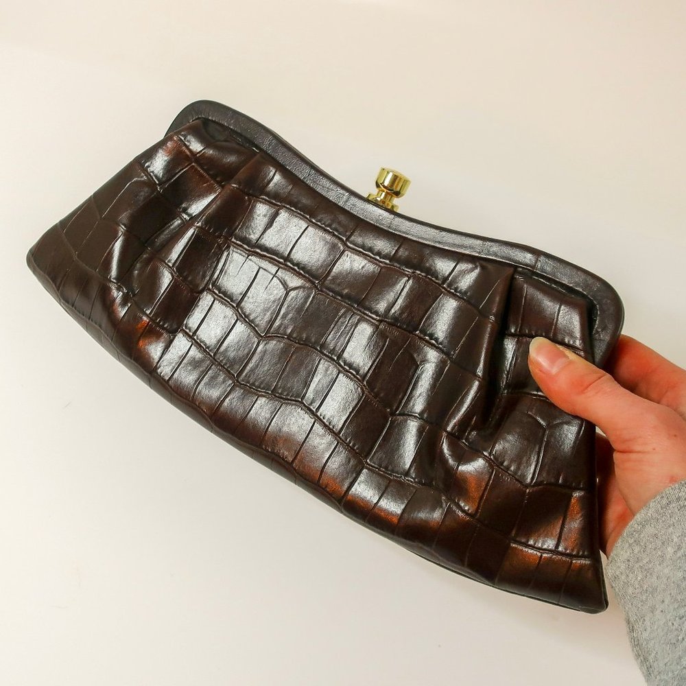 Adorable Brown Leather Banana Republic Clutch Purse